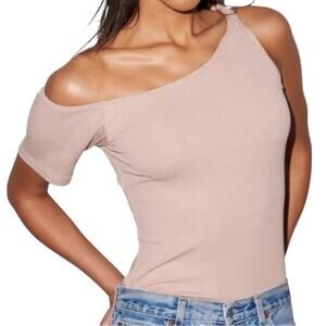 NWT LNA Pandora Twisted One Shoulder Ribbed Top in Nude XS Revolve